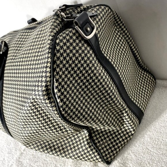SOLD-Vintage Polo Ralph Lauren Houndstooth Coated Canvas Leather Duffle Bag RARE - Picture 12 of 16